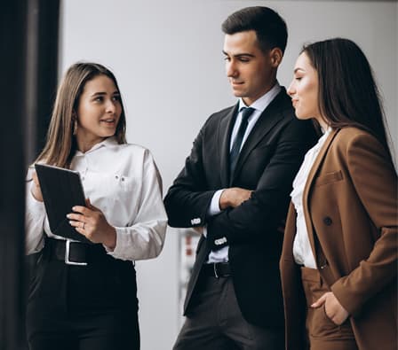 Business consultants discussing a RAKEZ company setup